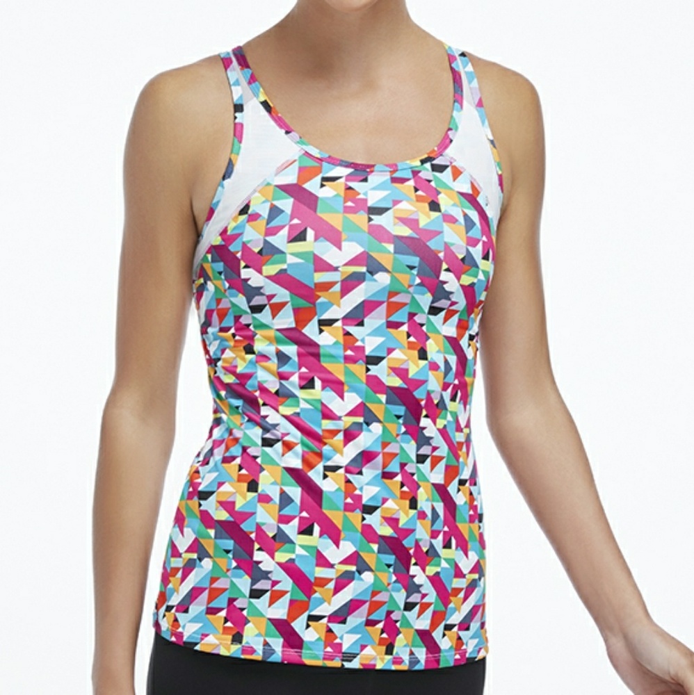 Fabletics Colorful Geometric Open Back Tank NWT